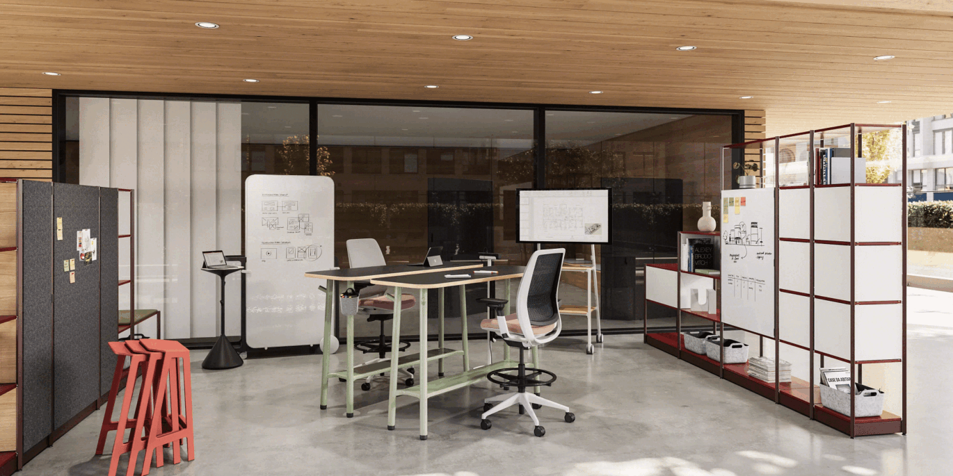 Modulare Möbel-Systeme in einer modernen Arbeitsumgebung